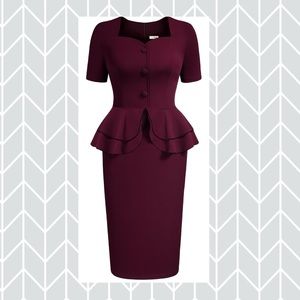 AISIZE Women's 1940s Vintage Peplum Dress